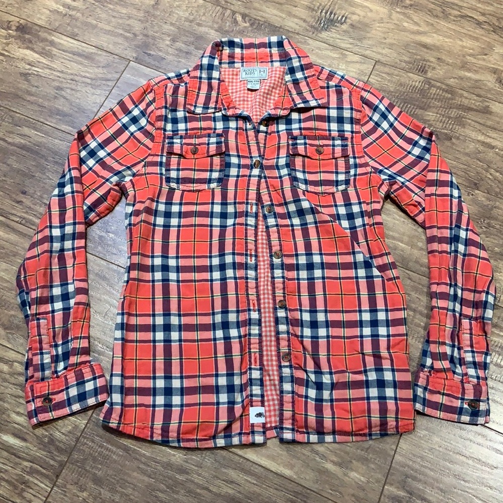 Roots soft plaid long sleeve button down top